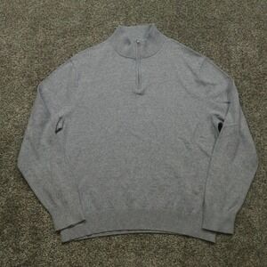 Bonobos sweater Mens XL Slim Fit Gray Cotton Cashmere 1/4 Zip Mock Neck Pullover